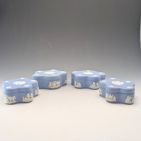 英國韋奇伍德復古星星碧玉器盒套裝(4件),淺藍色