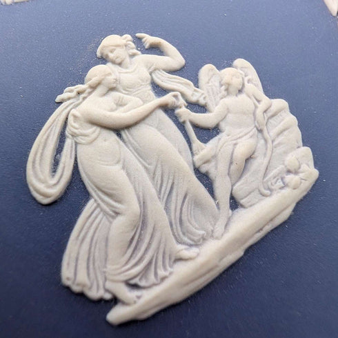 British Vintage Wedgwood Jasperware Playing Card Box Set of 4, Portland Blue