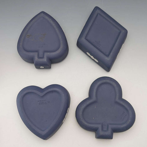 British Vintage Wedgwood Jasperware Playing Card Box Set of 4, Portland Blue