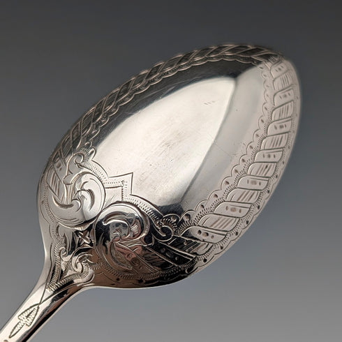 Antique British sterling silver cutlery set, circa 1866, 110g total weight, in case, Martin, Hall & Co.