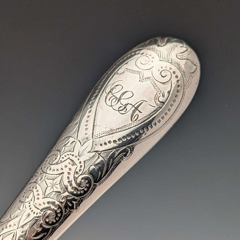 1866年頃 英国アンティーク 純銀製 クリスニングカトラリーセット 計110g ケース入 Martin, Hall&Co