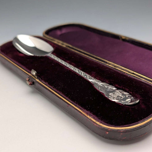 1890年英國古董純銀洗禮勺,24克,Stokes & Ireland出品,附盒
