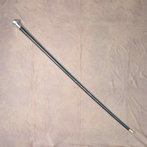 英国アンティーク ブラックシャフト 純銀プレーンロンデルハンドル ステッキ 87cm