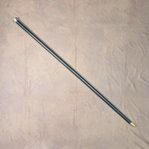 1874年 英国アンティーク ブラックシャフト 純銀彫刻ロンデルハンドル ステッキ 82cm