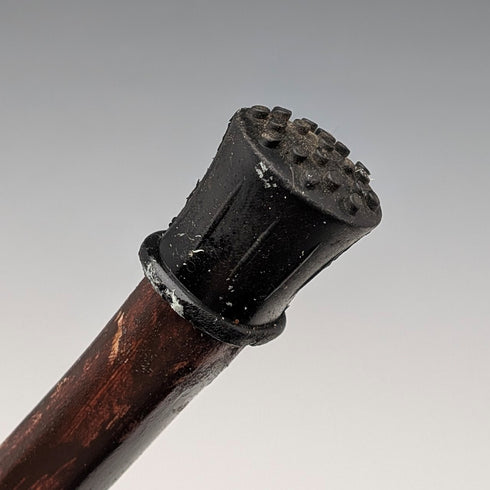 Vintage Natural Wood Hiking Stick with Owl Carving Handle, 129cm