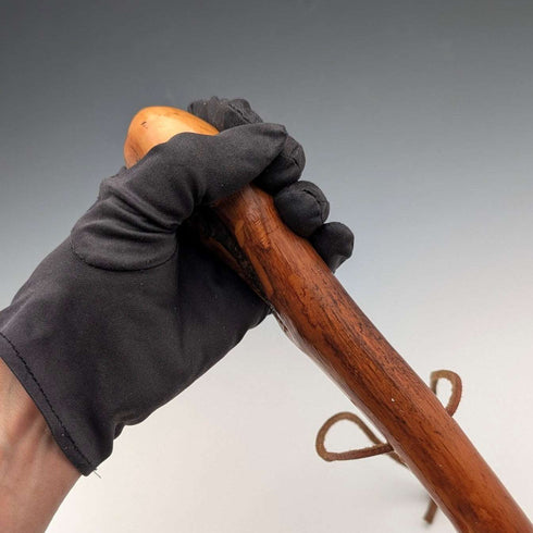 Vintage Natural Wood Hiking Stick with Leather Strap, 124cm