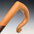 Vintage large curved handle hazel shaft shepherd's walking stick, 132cm