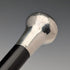 British antique black shaft sterling silver plain rondelle handle walking stick, 87cm