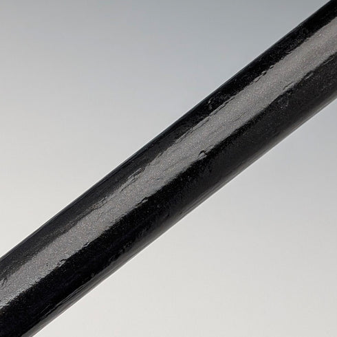 British antique black shaft sterling silver plain rondelle handle walking stick, 87cm