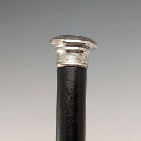 1874年 英国アンティーク ブラックシャフト 純銀彫刻ロンデルハンドル ステッキ 82cm