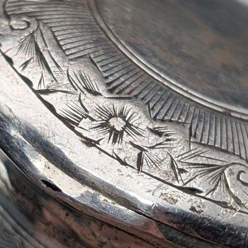 1874年 英国アンティーク ブラックシャフト 純銀彫刻ロンデルハンドル ステッキ 82cm