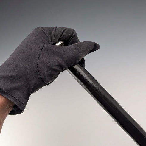 1874 British Antique Walking Stick with Black Shaft and Sterling Silver Engraved Rondelle Handle, 82cm