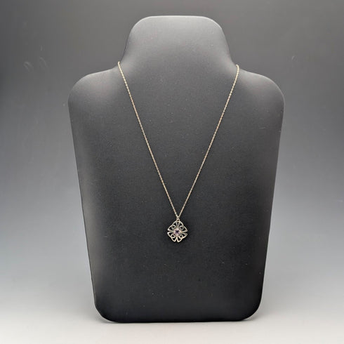 ヴィンテージ 純銀台座 アメジスト ペンダント 純銀製チェーン付