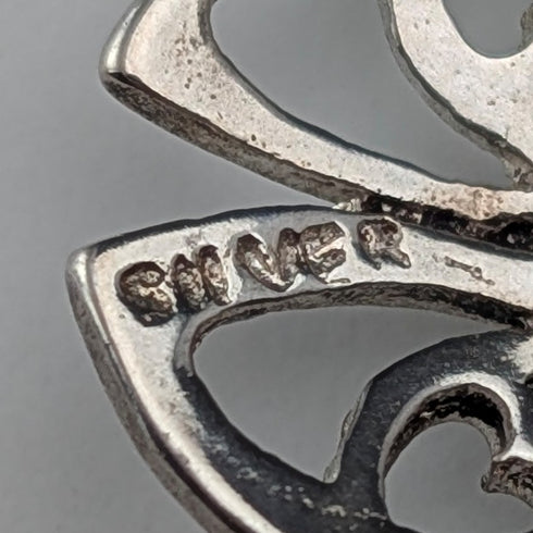 ヴィンテージ 純銀台座 アメジスト ペンダント 純銀製チェーン付