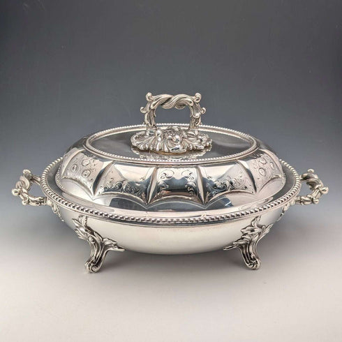 1870年頃 英国アンティーク シルバープレート製 オーバル型 エントレーディッシュ MARTIN HALL