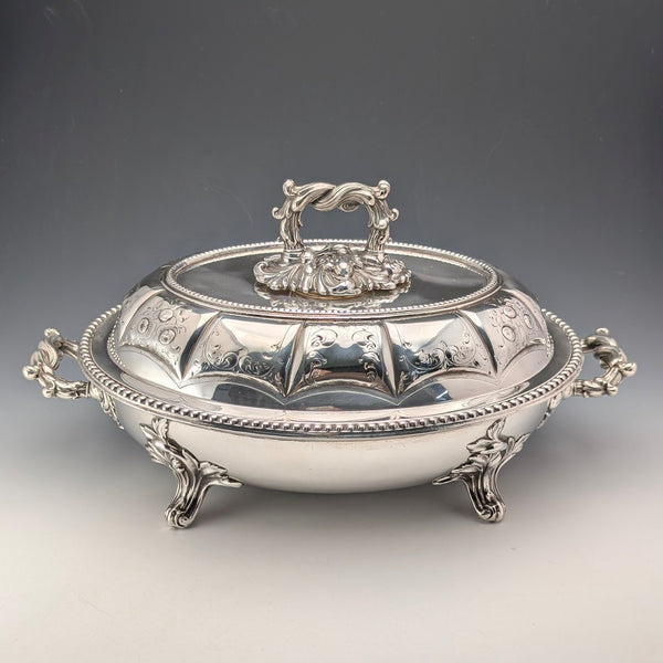 1870年頃 英国アンティーク シルバープレート製 オーバル型 エントレーディッシュ