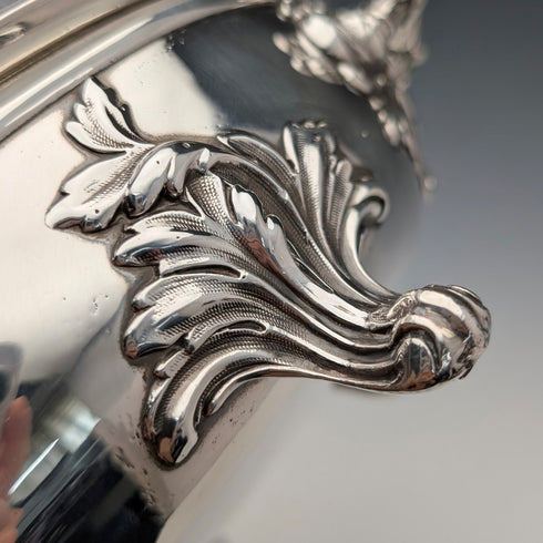 Circa 1870, British antique silver-plated oval-shaped entree dish, Martin Hall