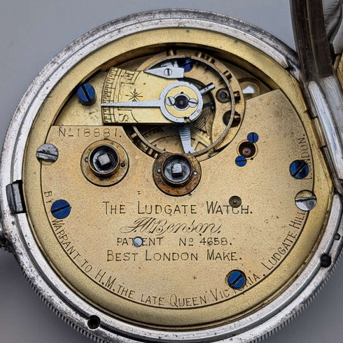 1905 年英國古董 JW Benson Ludgate 懷錶,純銀開面,走時良好。