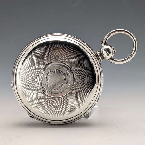 1873年 英国アンティーク 装飾ダイヤル 鍵巻き 懐中時計 直径54mm Isaac Goldman ジャンク品