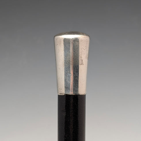 1929年 英国ヴィンテージ ブラックシャフト 純銀ロンメルハンドル ステッキ 89cm