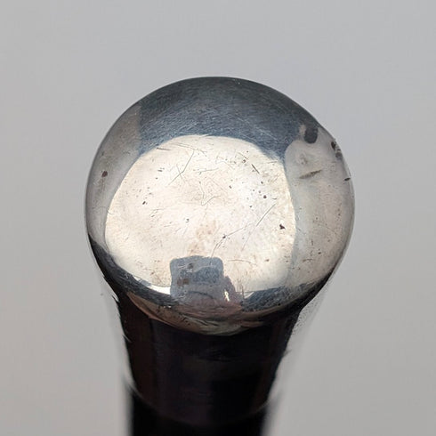 1929年 英国ヴィンテージ ブラックシャフト 純銀ロンメルハンドル ステッキ 89cm