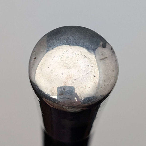 1929 English Vintage Black Shaft Sterling Silver Rommel Handle Cane 89cm