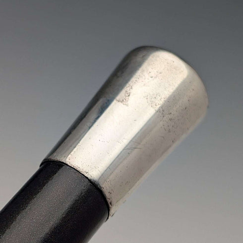 1929 English Vintage Black Shaft Sterling Silver Rommel Handle Cane 89cm