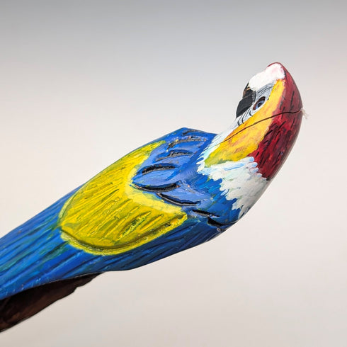 ヴィンテージ 彩色インコ彫刻ハンドル ハイキングステッキ 杖 136cm