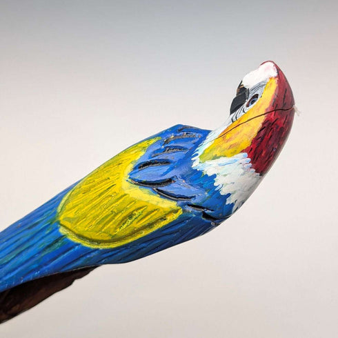 ヴィンテージ 彩色インコ彫刻ハンドル ハイキングステッキ 杖 136cm