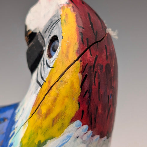 ヴィンテージ 彩色インコ彫刻ハンドル ハイキングステッキ 杖 136cm