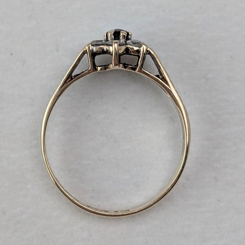 British Vintage K9 Gold Cubic Zirconia Flower Design Ring (Japan size 11)