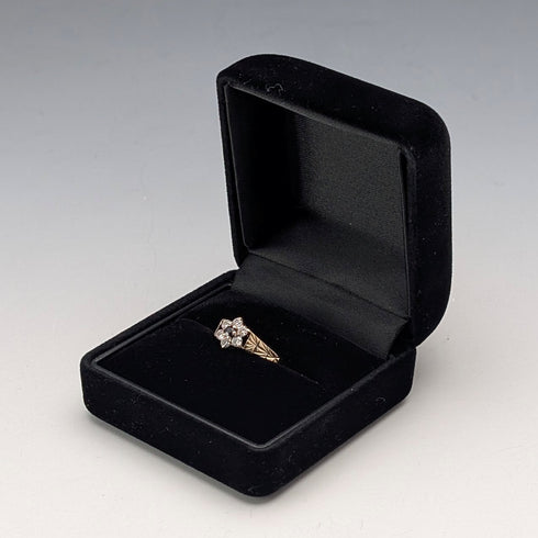 British Vintage K9 Gold Cubic Zirconia Flower Design Ring (Japan size 11)