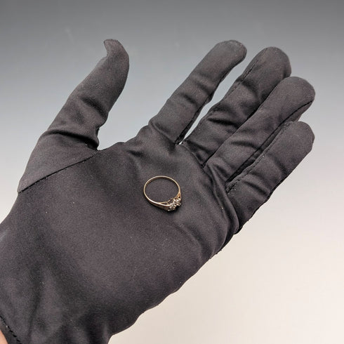 British Vintage K9 Gold Cubic Zirconia Flower Design Ring (Japan size 11)