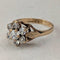 UK Vintage 9K Gold Cubic Zirconia Flower Design Ring (US Size 4.5)