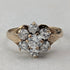 UK Vintage 9K Gold Cubic Zirconia Flower Design Ring (US Size 4.5)
