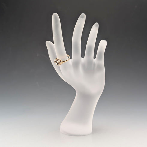 UK Vintage 9K Gold Cubic Zirconia Flower Design Ring (US Size 4.5)