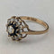 UK Vintage K9 Gold Sapphire & Cubic Zirconia Flower Design Ring (Japan size 13)