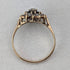 UK Vintage K9 Gold Sapphire & Cubic Zirconia Flower Design Ring (Japan size 13)