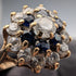 UK Vintage K9 Gold Sapphire & Cubic Zirconia Flower Design Ring (Japan size 13)