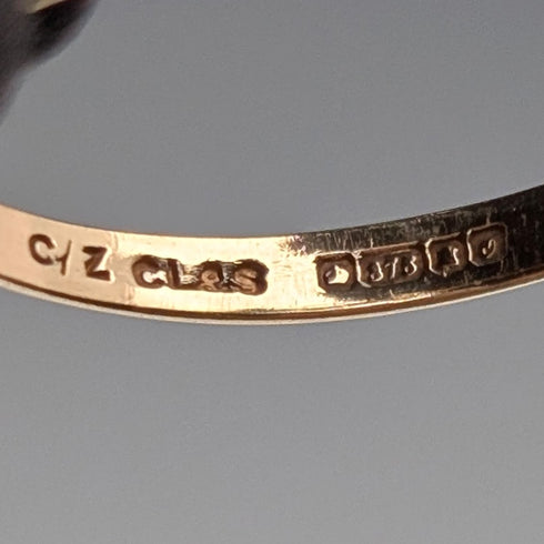 British Vintage K9 Gold Cubic Zirconia Flower Design Ring (Japan size 11)