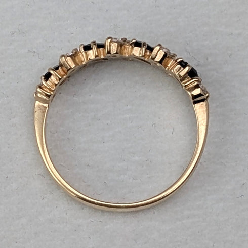 英國古董 K9金 藍寶石和方晶鋯石 戒指 (日本尺寸13號)