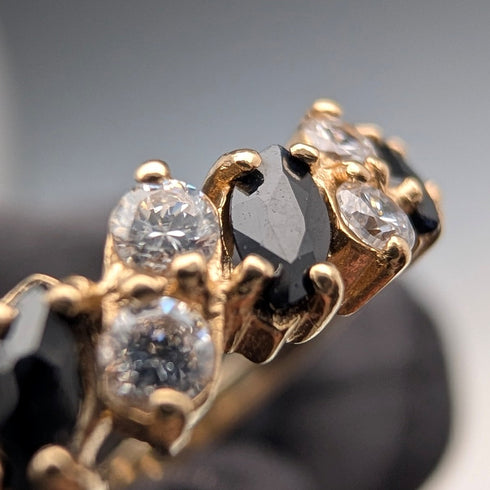 英國古董 K9金 藍寶石和方晶鋯石 戒指 (日本尺寸13號)