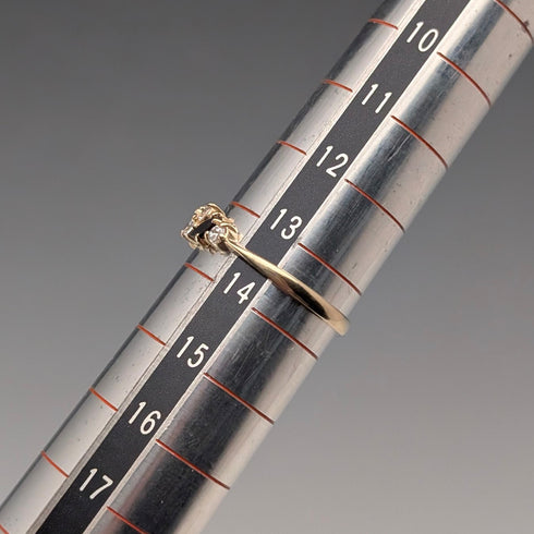 英國古董 K9金 藍寶石和方晶鋯石 戒指 (日本尺寸13號)