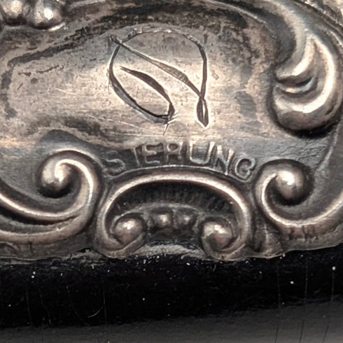 ヴィンテージ 純銀装飾 エボニーハンドル ドレッシングツール3点セット