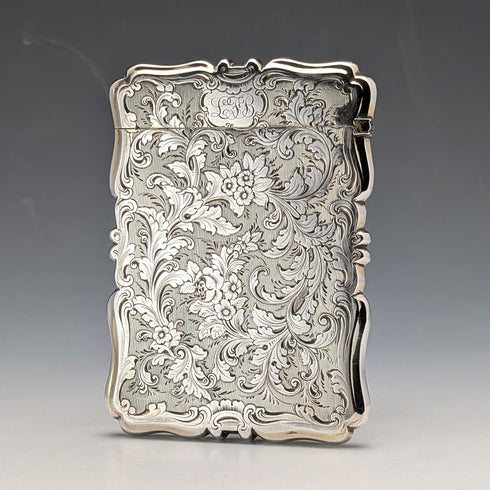 1856 English Antique Solid Silver Card Case 65g Charles Washington Shirley Deakin