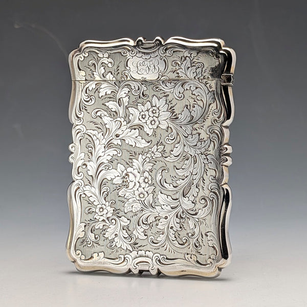 1856 English Antique Solid Silver Card Case 65g Charles Washington Shirley Deakin