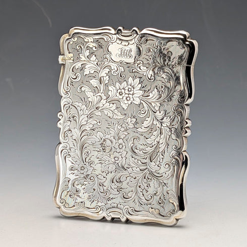 1856 English Antique Solid Silver Card Case 65g Charles Washington Shirley Deakin