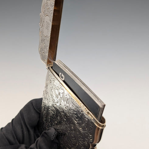 1856 English Antique Solid Silver Card Case 65g Charles Washington Shirley Deakin