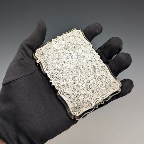 1856 English Antique Solid Silver Card Case 65g Charles Washington Shirley Deakin