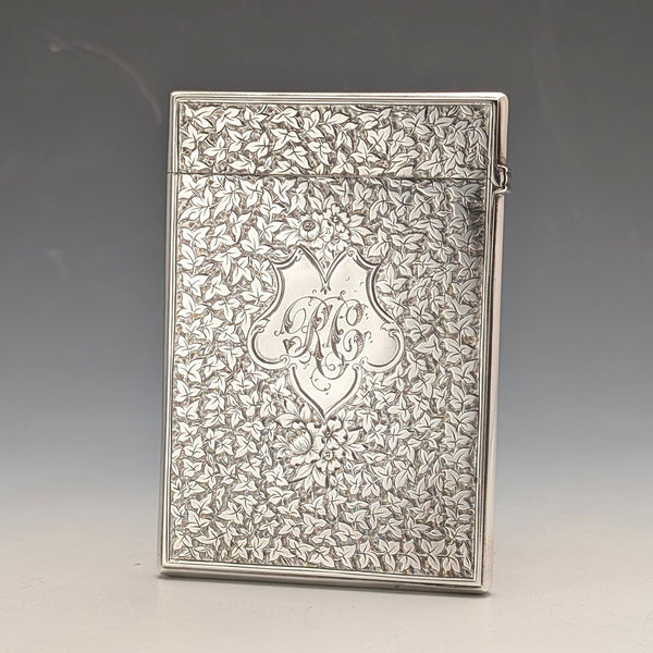 1876 English Antique Sterling Silver Card Case 94g GEORGE UNITE